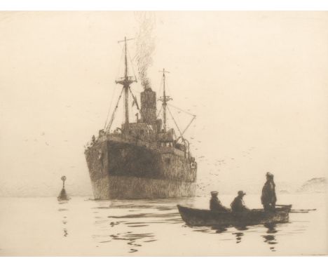 Norman Wilkinson (1878 - 1971) The Pilot signed, title to verso, dry point etching, 24cm x 32cm