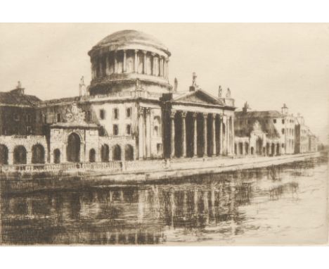 Margaret M. Rudge (1885-1972)Four Courts, Dublin signed, titled, etching, 10.5cm x 15.5cm