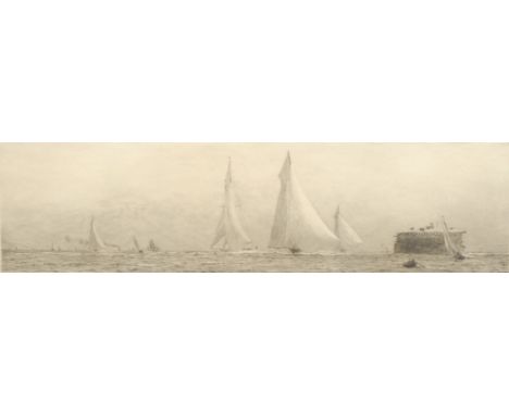 William Lionel Wyllie RA (1851-1931) Fishing Fleet signed, etching, 10.5cm x 35cm