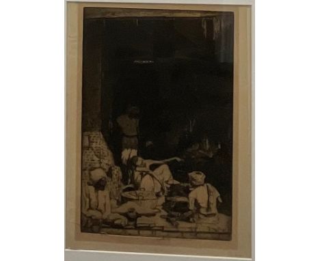 Ernest Stephen Lumsden (1883 - 1948), The Scales [Jodhpur Bazaar, India], etching, signed, numbered A30860, 39cm x 29cm