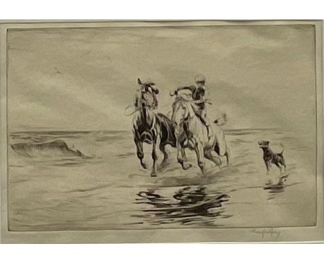 George Soper (1870 - 1942), Morning Exercise, etching, signed in pencil, 22cm x 31.5cm