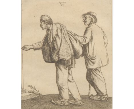 Robert Sargent Austin RA (1895-1973) Mendicanti (Beggars) signed, title to verso, dated 1924, etching, 14cm x 11cm