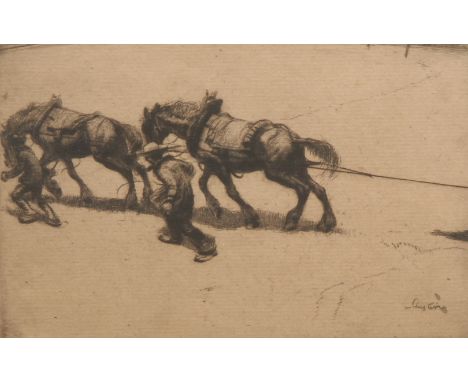 Robert Sargent Austin (1895-1973) The Tow Rope signed, title to verso, etching, 12cm x 16.5cm