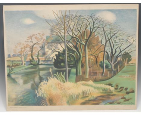 Pictures &amp; Prints - John Aldridge (1905-1983), Wooded Garden, lithograph on card, signed, 51cm x 63cm