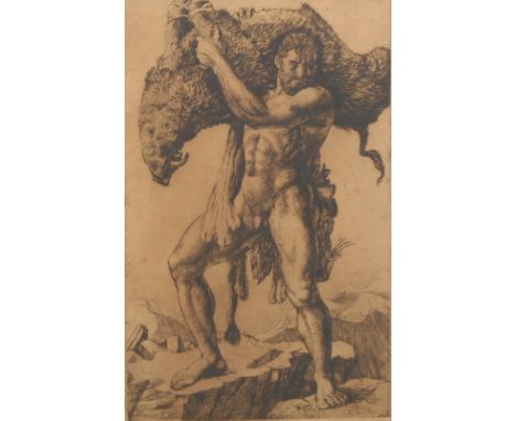 Charles Frederick Tunnicliffe (1901 - 1979), Hercules, Slain Wild Boar, etching, signed in pencil, numbered 2/50, 30cm x 20cm