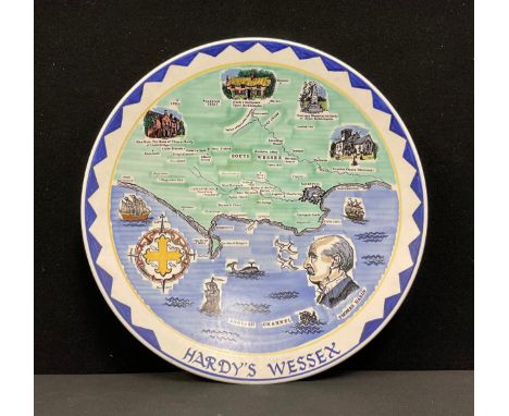 A Poole commemorative charger, Hardy's Wessex, inscribed to verso A Limited Edition of 250 Hand Made in England by Poole Pott