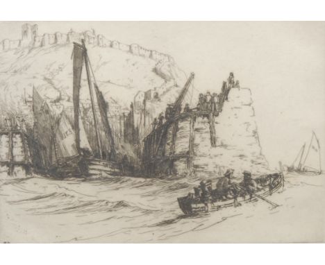 Nelson Dawson (1859-1941) Fishing Boats signed, no. 39, etching, 19.5cm x 27cm