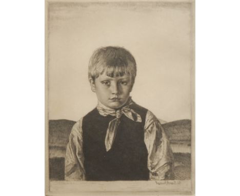 Gerald Leslie Brockhurst (1890 - 1978), Amberley Boy, etching, signed in pencil, 21cm x 155cm