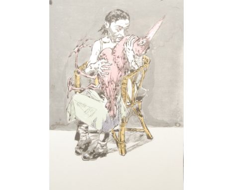 Paula Rego (1935-2022) Girl with Bird signed, lithograph, 74cm x 54cm