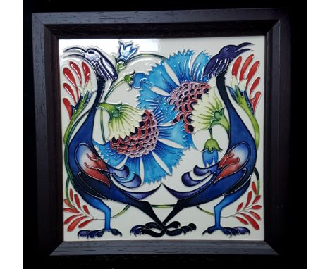 Emma Bossons for Moorcroft Pottery - Tile of Smiles pattern tile/plaque, limited edition of 50, numbered 22/50, signed 20cm s