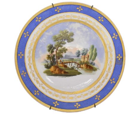 Russian decorative plate with an architectural landscape, Classical style. - Russia, A.G. Popov’s factory, 19th cent. - Diame