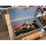 LOT - TOOLBOX, W/ CONTENTS OF ELECTRICAL TOOLS: CABLE LOPPERS, WIRE NUTS, ETC.
