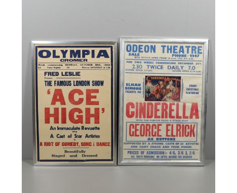 VINTAGE THEATRE POSTERS - ODEON THEATRE &amp; OLYMPIA THEATRE CROMER. Two large framed vintage posters including Olympia Crom