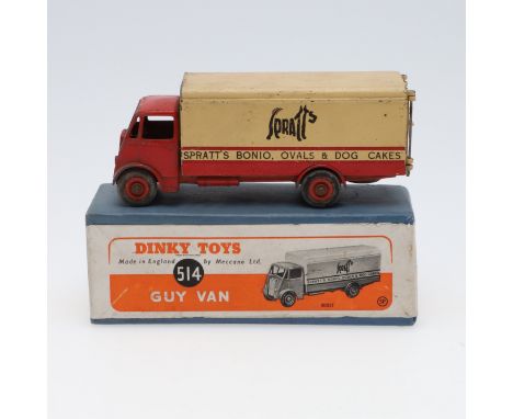 DINKY TOYS - BOXED GUY VAN, SPRATTS. Circa 1953/54, the red and cream van with lettering to each side 'Spratt's Bonio, Ovals,