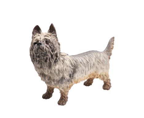 RARE 19THC ROYAL WORCESTER MODEL OF A TERRIER. A rare large model of a Terrier (probably a Scottish Terrier), the dog standin