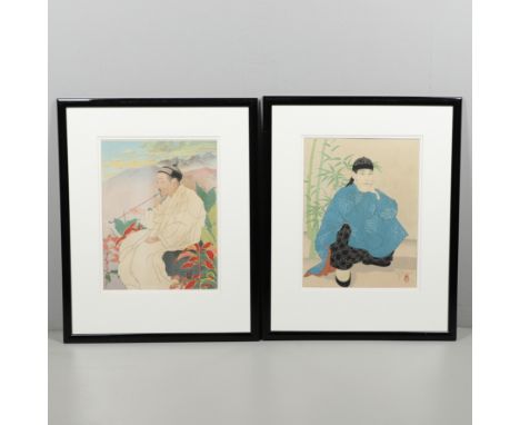 PAUL JACOULET (FRENCH 1896-1960) - TWO FRAMED COLOURED WOODBLOCK PRINTS. A coloured woodblock print 'Hokkan Zan, Seoul Coree'