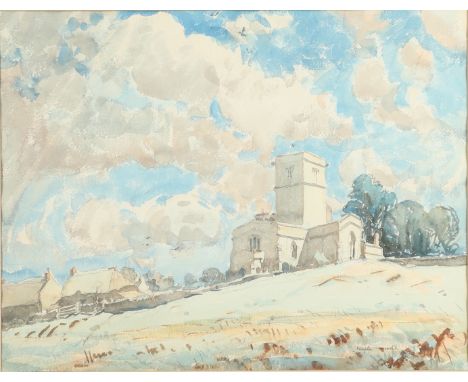 ARTHUR HENRY KNIGHTON HAMMOND (1875-1970). A RURAL CHURCH. (d) Signed, inscribed `IRIS [deleted] MUMMY/ AUGUST 29.1948/ MANY 