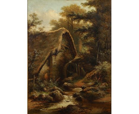 G** POWELL (CIRCA 1880-1900). CHAGFORD MILL. Signed, oil on canvas 67.5 x 49.5cm. *CR Unlined; slight split at top edge; need