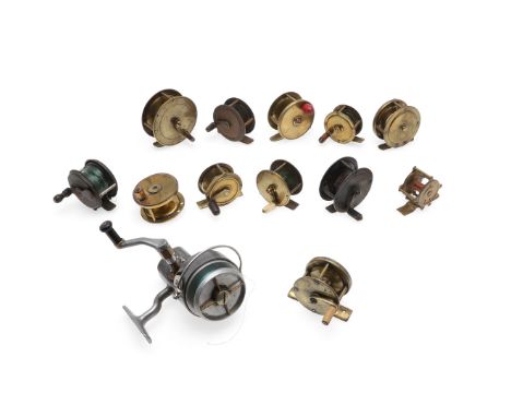 HARDY - VINTAGE ALTEX FISHING REEL &amp; VARIOUS VINTAGE BRASS REELS. A vintage Hardy Altex, No 2 Mark V reel, also with a sm
