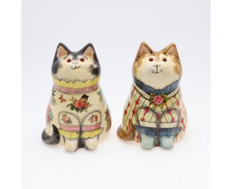 JOAN &amp; DAVID DE BETHEL - RYE POTTERY CATS. Including a Valentine Cat from 1994, Model No 3678, the collar marked 'In some