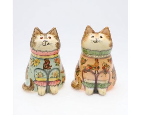 JOAN &amp; DAVID DE BETHEL - RYE POTTERY CATS. Including a Cat from 1993, Mode No 3531, with decoupage decoration (18.5cms hi