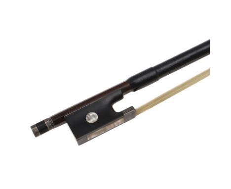 ANTIQUE VIOLIN BOW - DODD. A violin bow by Dodd, the round stick with octagonal terminal, ebony frog and ebony and white meta