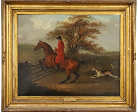 JOHN NOST SARTORIUS (1759-1828). HUNTSMAN AND HOUND AT A GATE; HUNTSMAN AND HOUNDS PURSUING A FOX. A pair, both signed indist
