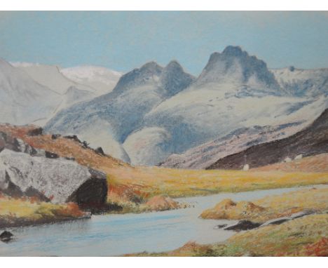 A pastel sketch, Geoffrey H Pooley, Loughriggs and Langdales, signed, dated and attributed verson, 13in x 20in