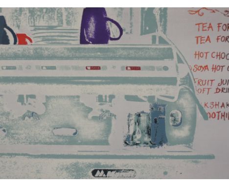 A Limited Edition print, The Egg, drinks machine, indistinctly signed, 14in x 26in, 
