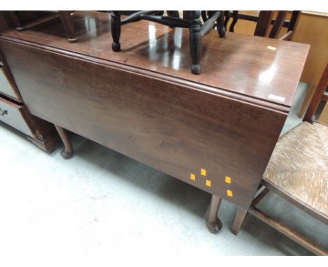 A 19th century mahogany dining table having square drop leaf top and gate legs with pad feetCONDITION REPORTStructurally soun