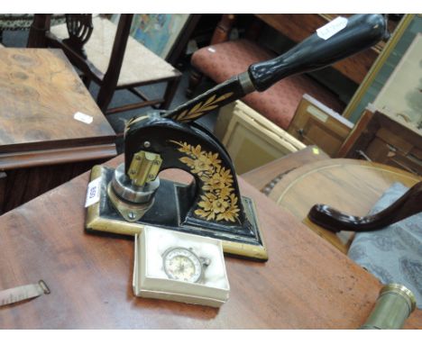 A 19th century desk stamp by Jordan &amp; Sons, London and a vintage pocket compass