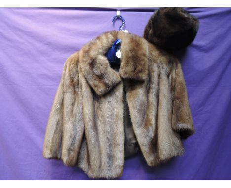 A vintage short mink jacket and a mink hat, approx late 50s to 1960s. Great condition.