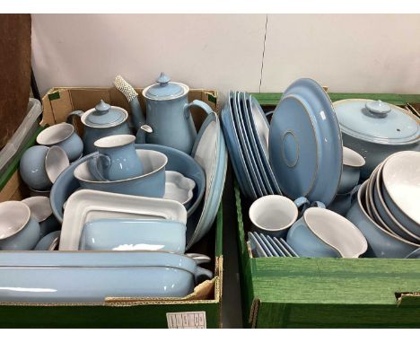 Denby Colonial Blue Table Pottery of approx fifty-six pieces, including two circular tureens, lasagne dish, fruit bowl, coffe