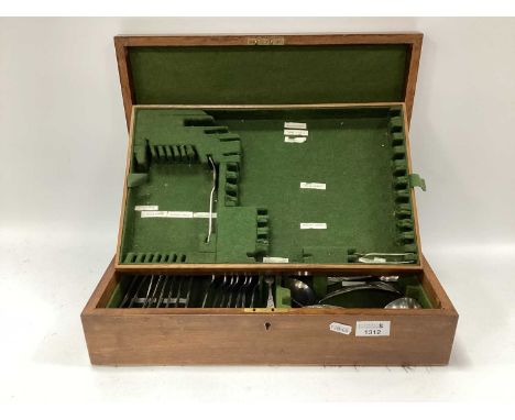 An Edwardian Wooden Cased 36 Piece (part) Cutlery set marked 'J.H. Potter Rockingham Works Sheffield' (bottom section complet