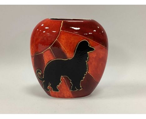 Anita Harris Deco Dog 'Afghan Hound' Purse Vase, gold signed, 12cm high.