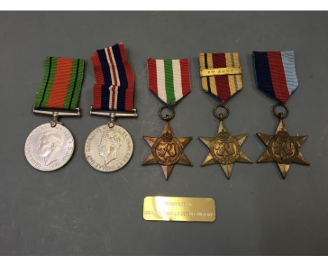 World War One Defence, Victory, with Italy, Africa (with 8th Army bar) and 1939-45 Star medals belonging to Sgt. M. White RF.