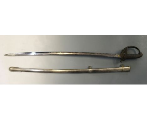 A Rifles Volunteer dress sword with chrome finished scabbard.