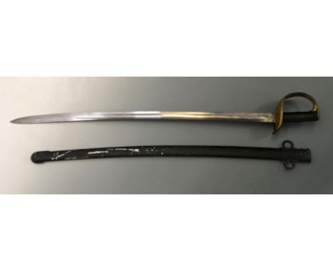 A 19th Weyersberg troupers sword with metal black painted scabbard stamped WD.