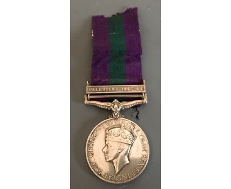 General Service medal with Palestine 1945-48 bar, belonging to 14142255 Spr. S. O. Johnson R.E.