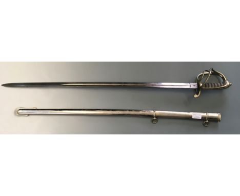 A Hobson and Son 2nd Durham artillery volunteers sword in stainless steel scabbard.