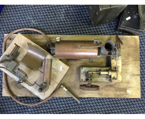 Live steam engine with copper boiler.
