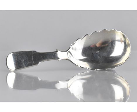 A Georgian Silver Caddy Spoon by WB of Plain Form having Cut Bowl, London Hallmark 