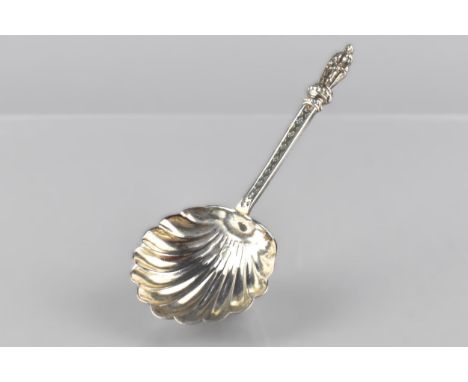 A Victorian Silver Caddy Spoon by Stokes &amp; Ireland Limited having Figural Finial to Shell Bowl, Chester Hallmarks 