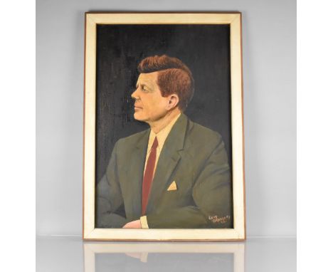 Leon O'Kennedy, Framed Oil on Board, C.1964, Portrait of John F. Kennedy, Subject 51 x 76cm 