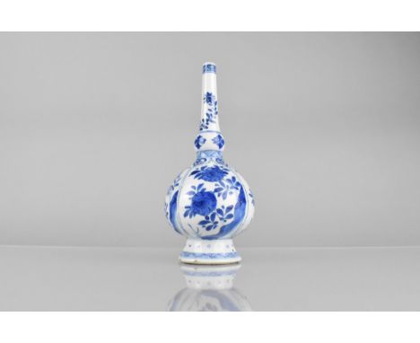 A Chinese Qing Dynasty Kangxi Porcelain Blue and White Water Dropper/Sprinkler Vase Decorated with Floral Panels Within Geome