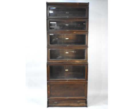 An Early 20th Century Oak Glazed Globe Wernicke Six Section Bookcase, 87x35x222cm High 