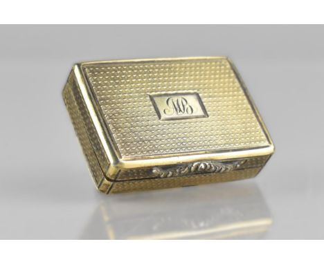 A Georgian Silver Vinaigrette by Nathaniel Mills of Rectangular form Having Engine Turned Decoration, the Hinged Lid Opening 