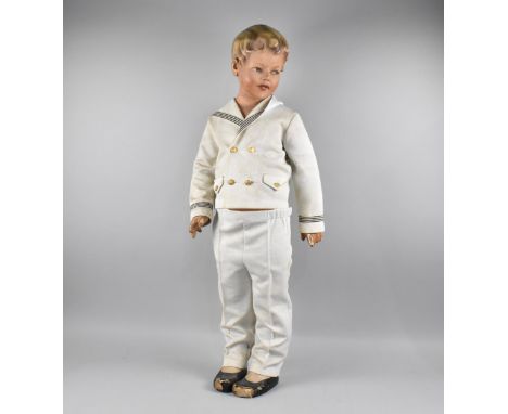 An Early 20th Century Cold Painted Life Size Shop Mannequin Modelled as Boy in Sailor Suit, 97cms High 