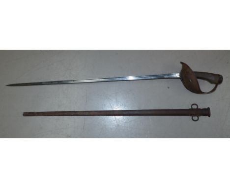 A 1908 pattern British Cavalry sword with steel scabbard