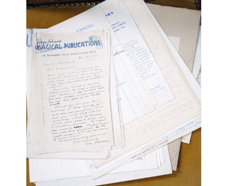 A group of typescript letters re magic books from J.B. Findlay and others (1940's), 15 items and others related